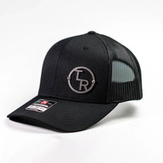 Custom Company Badge Hats With Logo - Black Mesh Trucker Hat – Raised Stainless Design - Headgear Hats