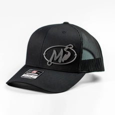 Custom Company Badge Hats With Logo - Black Mesh Trucker Hat – Raised Stainless Design - Headgear Hats