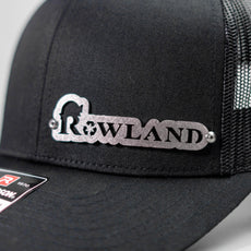 Custom Company Badge Hats With Logo - Black Mesh Trucker Hat – Raised Stainless Design - Headgear Hats