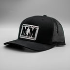 Custom Company Badge Hats With Logo - Black Mesh Trucker Hat – Raised Stainless Design - Headgear Hats