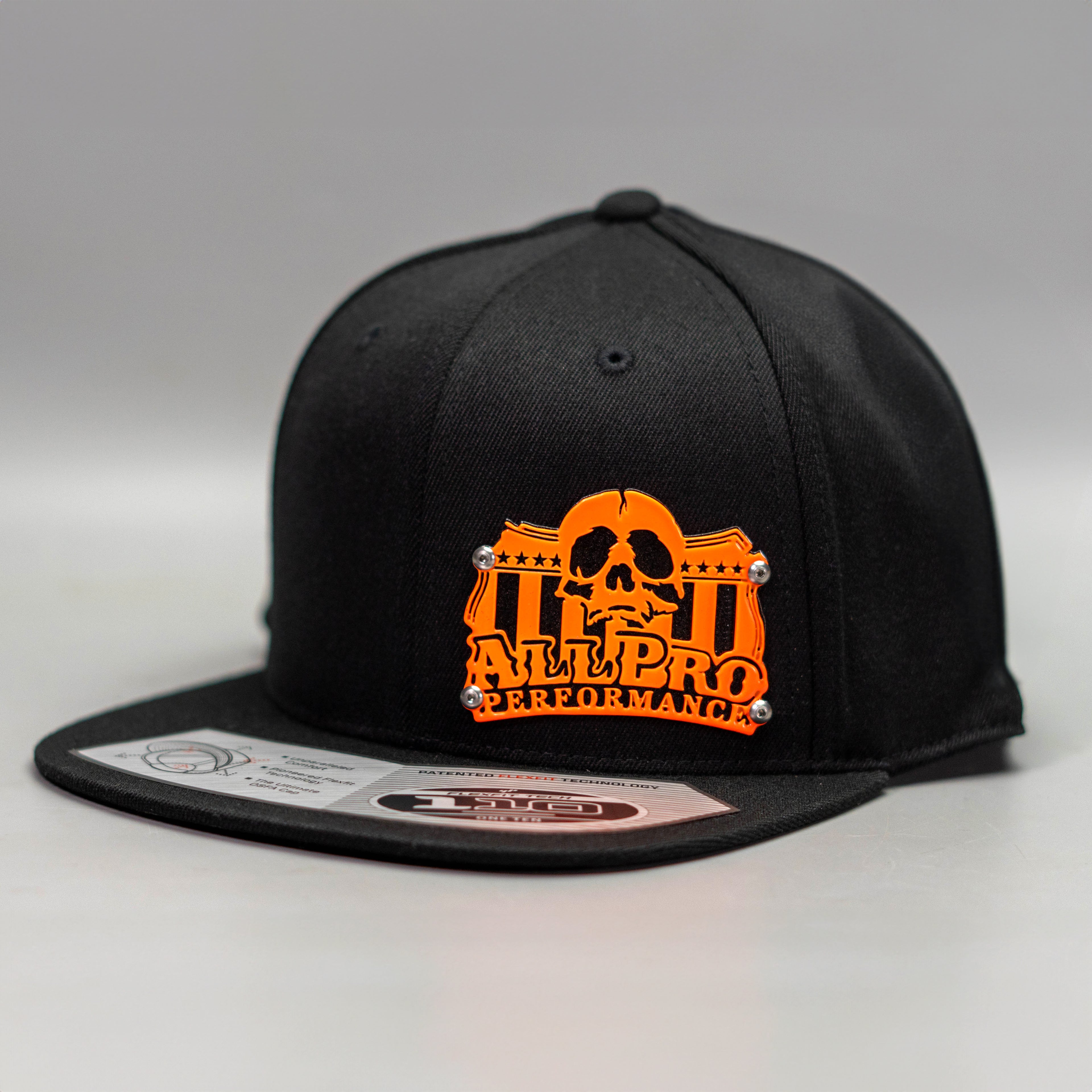 Custom Company Badge Hats With Logo - Flat Bill Black Hat – Dual Layered - Powder Coated Design - Headgear Hats