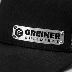 Custom Company Badge Hats With Logo - Black Mesh Trucker Hat – Raised Stainless Design - Headgear Hats