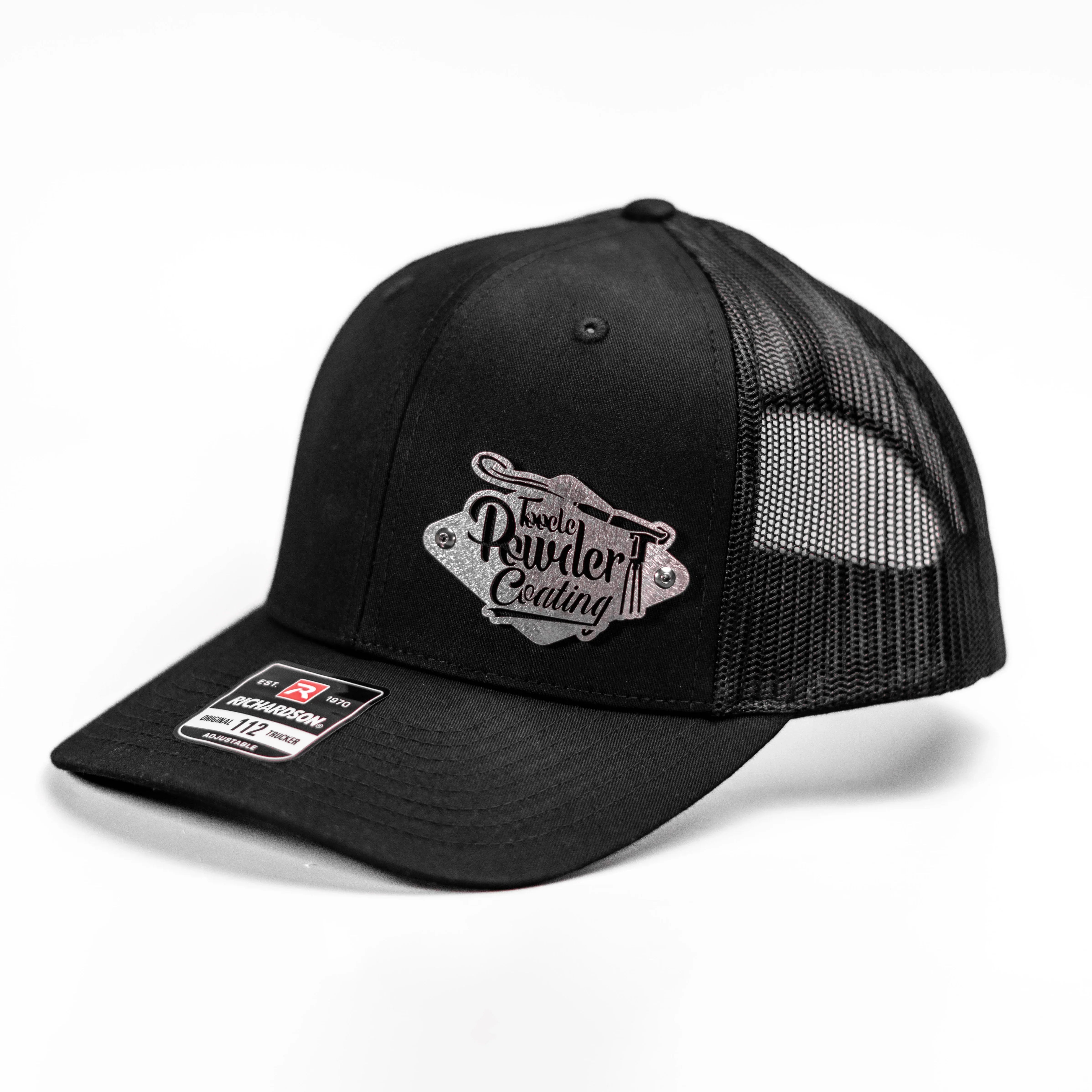 Custom Company Badge Hats With Logo - Black Mesh Trucker Hat – Raised Stainless Design - Headgear Hats Imagen principal del producto