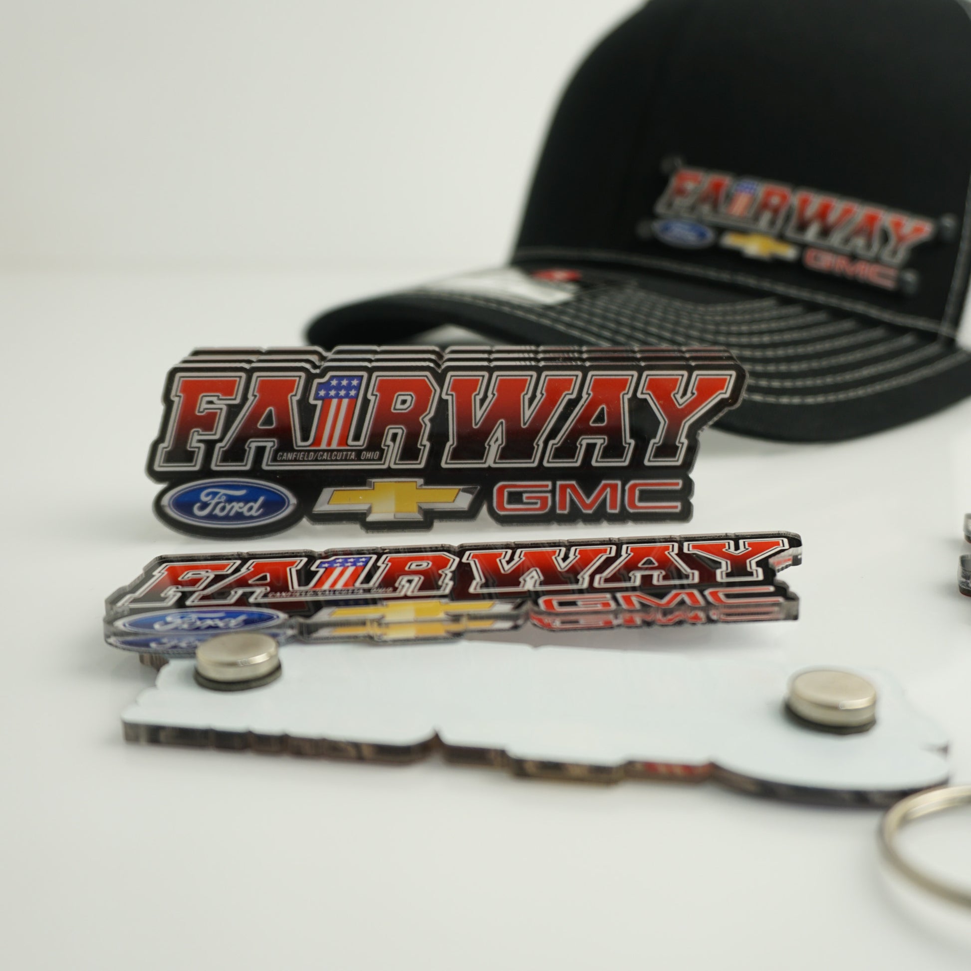 Small Business Bundle - 10 Full Color Badge Hats, Keychains and Universal Badges