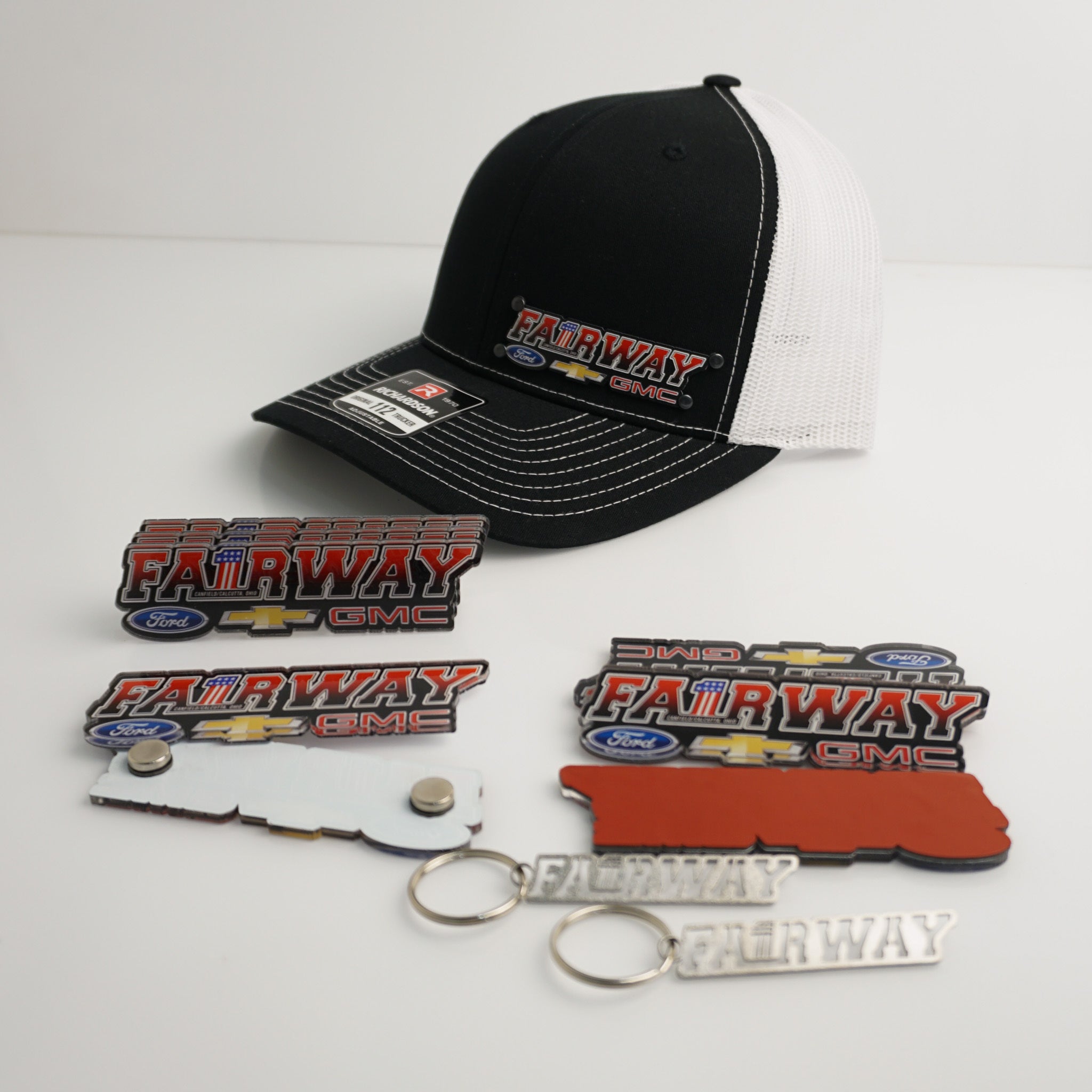 Small Business Bundle - 10 Full Color Badge Hats, Keychains and Universal Badges