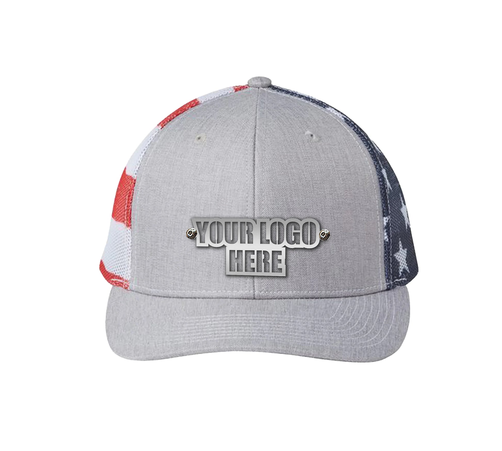 Custom Company Hats With Logo - American Flag Mesh Trucker Hat – Raised Stainless Design - Headgear Hats