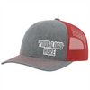 Gorras de empresa personalizadas con logotipo: gorra de camionero de malla roja y color carbón: diseño de acero inoxidable en relieve